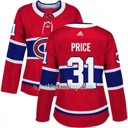 Nainen NHL Montreal Canadiens Pelipaita Carey Price 31 Adidas 2017-2018 Punainen Authentic